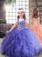 Tulle Straps Sleeveless Lace Up Beading and Ruffles Pageant Dress Wholesale in Lavender