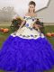Pretty Floor Length Blue Quinceanera Dress Off The Shoulder Sleeveless Lace Up