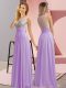 Custom Designed Sleeveless Floor Length Beading Side Zipper Quinceanera Dama Dress with Lavender