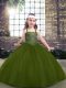 Olive Green Straps Lace Up Beading Girls Pageant Dresses Sleeveless
