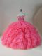Most Popular Pink Organza Zipper Sweet 16 Quinceanera Dress Sleeveless Floor Length Beading and Ruffles