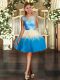 Scoop Sleeveless Backless Homecoming Dresses Multi-color Organza