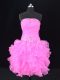 Attractive Lace Up Pink for Prom and Party and Military Ball with Beading