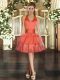 Superior Orange Red Sleeveless Tulle Lace Up Prom Evening Gown for Prom and Party