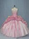 Beauteous Pink Ball Gowns Beading and Appliques and Pick Ups Quinceanera Gown Lace Up Tulle Sleeveless