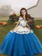 Charming Floor Length Lace Up Pageant Dress for Teens Blue and In with Embroidery