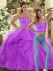 Flirting Lilac Ball Gowns Tulle Sweetheart Sleeveless Ruffles Floor Length Lace Up Quinceanera Dresses