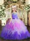 Best Ball Gowns Pageant Dress for Teens Multi-color V-neck Tulle Sleeveless Floor Length Backless