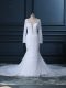 Trendy White Sweetheart Neckline Beading and Lace Wedding Dress Long Sleeves Backless