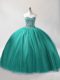 Turquoise Sleeveless Beading Floor Length Sweet 16 Dresses