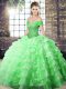 Trendy Green Sleeveless Beading and Ruffled Layers Lace Up Vestidos de Quinceanera