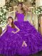 Popular Purple Lace Up Sweet 16 Dress Ruffles Sleeveless Floor Length