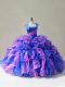 Multi-color Ball Gowns Straps Sleeveless Organza Floor Length Zipper Beading and Ruffles Sweet 16 Dresses