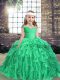 Fashionable Long Sleeves Beading and Ruffles Lace Up Pageant Dress Toddler