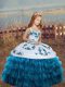 Ball Gowns Little Girls Pageant Gowns Blue Straps Sleeveless Floor Length Lace Up