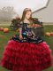Excellent Straps Sleeveless Lace Up Little Girls Pageant Dress Red Organza