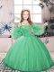 Green Straps Neckline Beading Girls Pageant Dresses Sleeveless Lace Up