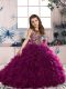 Stunning Floor Length Fuchsia Pageant Dress Womens Scoop Sleeveless Lace Up