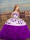 Purple Ball Gowns Straps Sleeveless Embroidery and Ruffles Floor Length Lace Up Child Pageant Dress