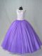 Custom Fit Lavender Lace Up Quinceanera Gowns Lace Sleeveless Floor Length