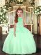 Apple Green Ball Gowns Organza Halter Top Sleeveless Beading Floor Length Backless Little Girl Pageant Gowns
