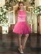 Halter Top Sleeveless Backless Cocktail Dresses Pink Tulle