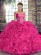 Affordable Sleeveless Lace Up Floor Length Beading and Ruffles Ball Gown Prom Dress