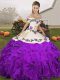 Pretty Sleeveless Embroidery and Ruffles Lace Up 15th Birthday Dress