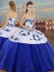 Top Selling Royal Blue Sweetheart Neckline Embroidery Quinceanera Dresses Sleeveless Lace Up