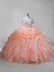 Sumptuous Orange Sleeveless Beading and Ruffles and Pick Ups Lace Up Quinceanera Dresses