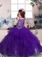 Perfect Purple Sleeveless Beading and Ruffles Floor Length Child Pageant Dress