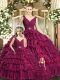 Gorgeous Burgundy Sleeveless Organza Backless Quinceanera Gowns for Sweet 16 and Quinceanera