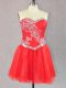 Red Homecoming Dresses Prom and Party with Beading Sweetheart Sleeveless Lace Up