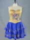 Royal Blue Homecoming Dress Prom and Party with Beading and Embroidery Sweetheart Sleeveless Lace Up