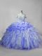 Top Selling Lavender and Purple Sweet 16 Dress Organza Brush Train Sleeveless Beading and Ruffles and Pick Ups