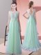 High Class Apple Green Sleeveless Tulle Brush Train Zipper Bridesmaid Dress for Wedding Party