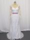 White Column/Sheath Lace and Belt Bridal Gown Clasp Handle Tulle Long Sleeves