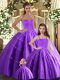 Eggplant Purple Sleeveless Tulle Lace Up Sweet 16 Dress for Sweet 16 and Quinceanera