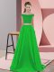 Discount Green Two Pieces Off The Shoulder Sleeveless Elastic Woven Satin Sweep Train Backless Beading Club Wear