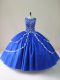 Edgy Royal Blue Zipper Quinceanera Gown Beading Sleeveless Floor Length