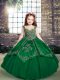 Latest Straps Sleeveless Lace Up Little Girl Pageant Dress Dark Green Tulle