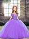 Exquisite Lavender Straps Neckline Beading Pageant Gowns For Girls Sleeveless Lace Up