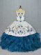 Sumptuous Embroidery and Ruffles Sweet 16 Quinceanera Dress Blue Lace Up Sleeveless