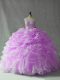 Lilac Strapless Neckline Beading and Ruffles and Pick Ups Vestidos de Quinceanera Sleeveless Lace Up