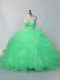 Dazzling Green Sweet 16 Quinceanera Dress Sweet 16 and Quinceanera with Beading and Ruffles Sweetheart Sleeveless Lace Up