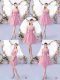 Hot Sale Mini Length A-line Half Sleeves Pink Dama Dress for Quinceanera Lace Up