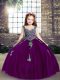 Appliques Kids Pageant Dress Purple Lace Up Sleeveless Floor Length