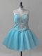 Baby Blue Lace Up Sweetheart Beading Womens Party Dresses Organza Sleeveless