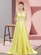 Classical Yellow Sleeveless Beading Backless Prom Evening Gown