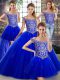 Off The Shoulder Sleeveless Lace Up Sweet 16 Quinceanera Dress Royal Blue Tulle